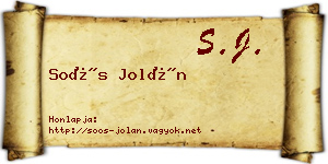 Soós Jolán névjegykártya
