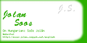 jolan soos business card